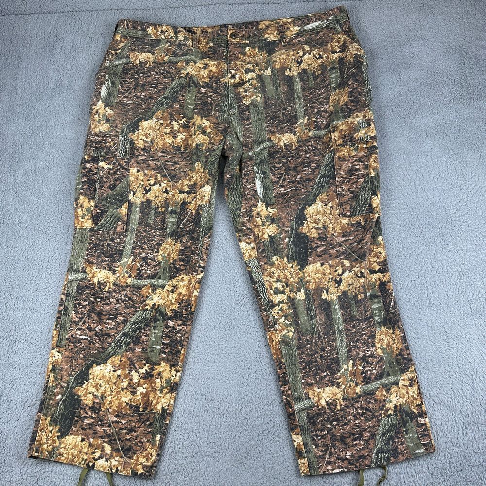 Vintage Woodland Leaf Camo Pants Mens 3XL Cargo 49x31 Hunting Outdoor USA